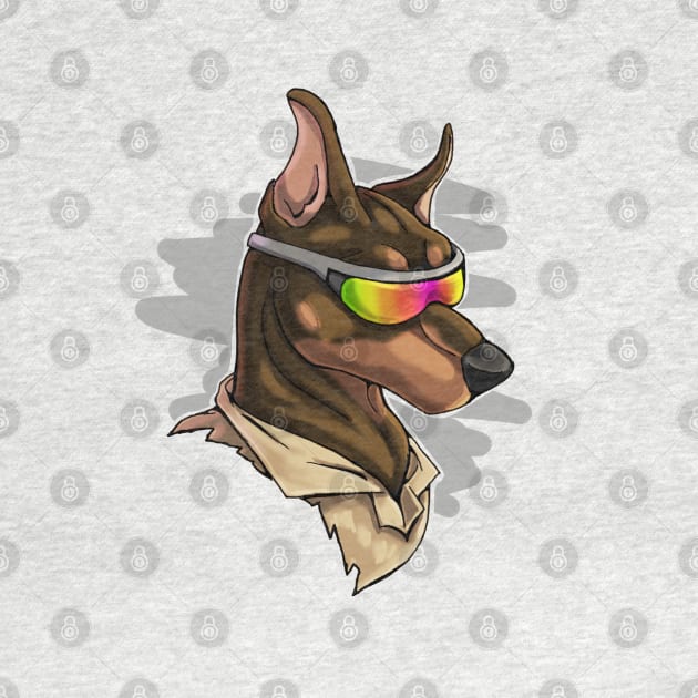 Cool Brown Doberman with Shades by Bamsdrawz